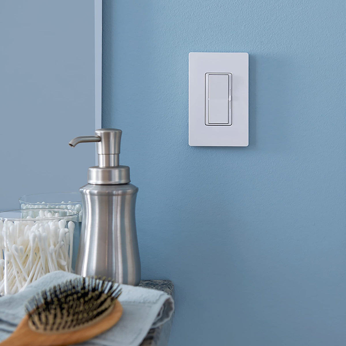 Lutron Claro oversized wall plate hides gaps around wall boxes.