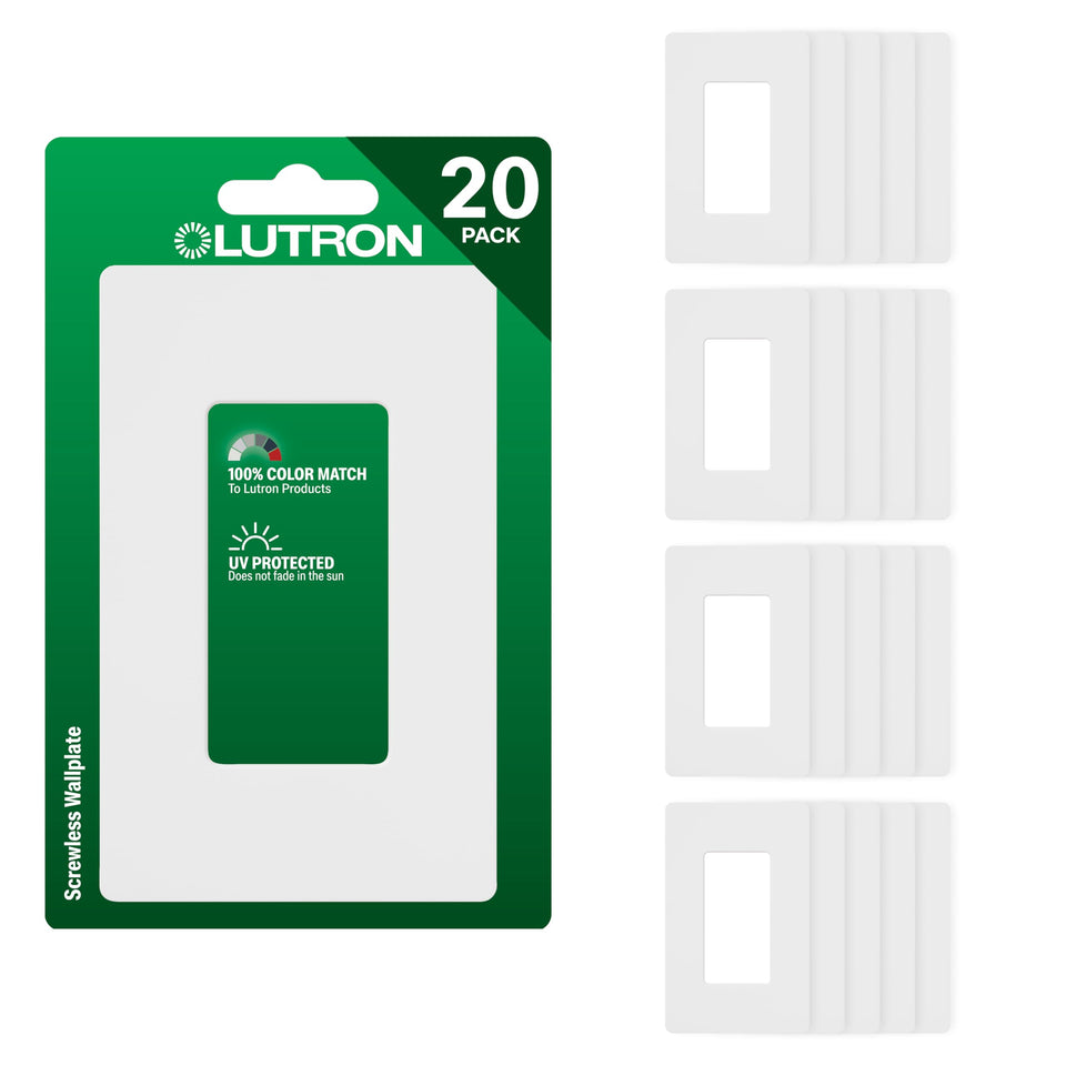 This image shows the Lutron Claro wall plate front view with screwless, clean finish.