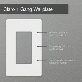 Lutron Claro white decorative switch cover close-up, flush-mount design.