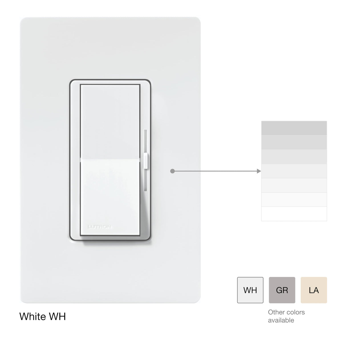 Lutron Diva paddle switch with slider for precise brightness adjustment.