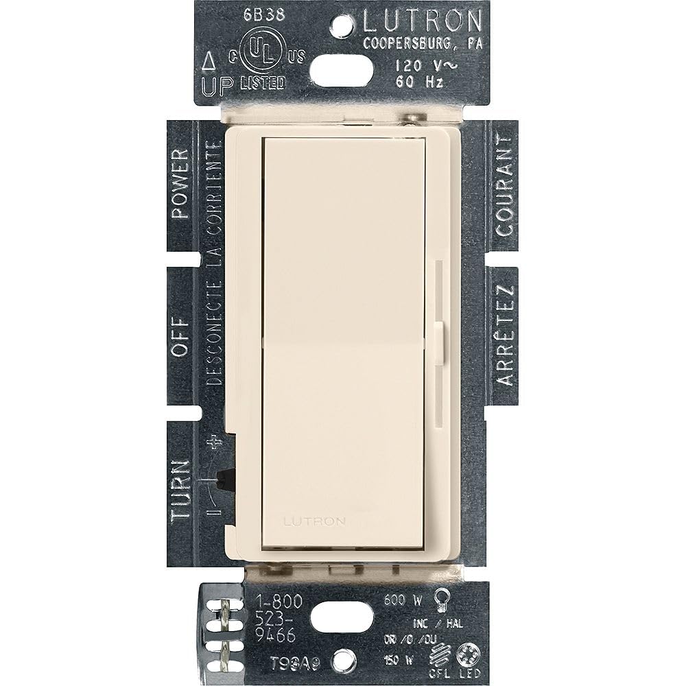 Lutron Diva LED+ dimmer paddle-switch for smooth LED dimming.
