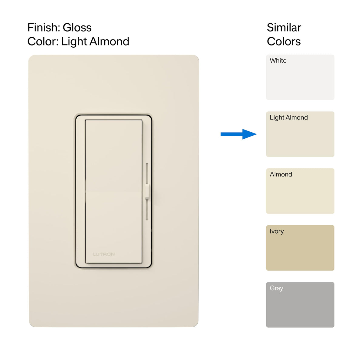 Lutron Diva LED+ dimmer slide-control for precise brightness adjustments.