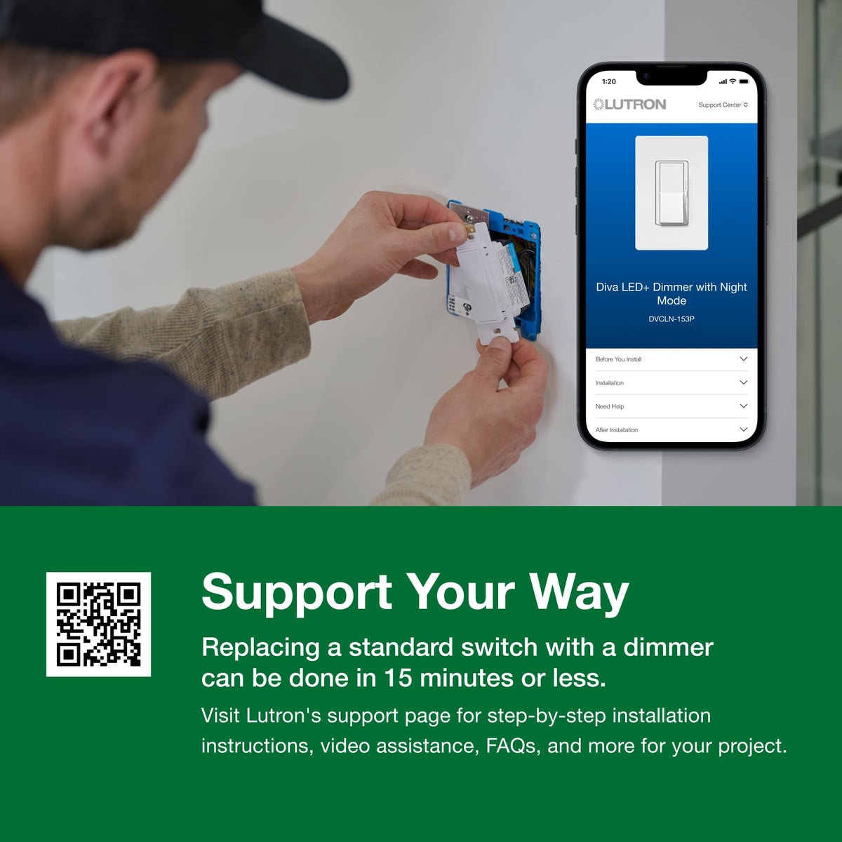 Easy 15-minute install of Lutron Diva dimmer with quick wiring and setup