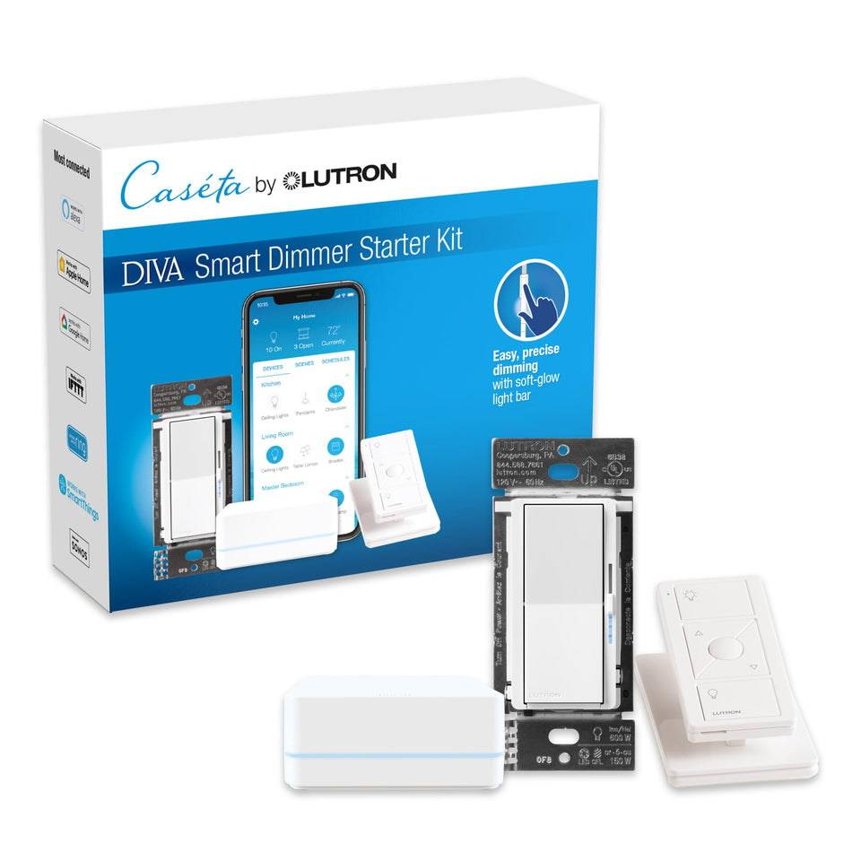 Lutron Diva smart dimmer switch enabling LED dimming.