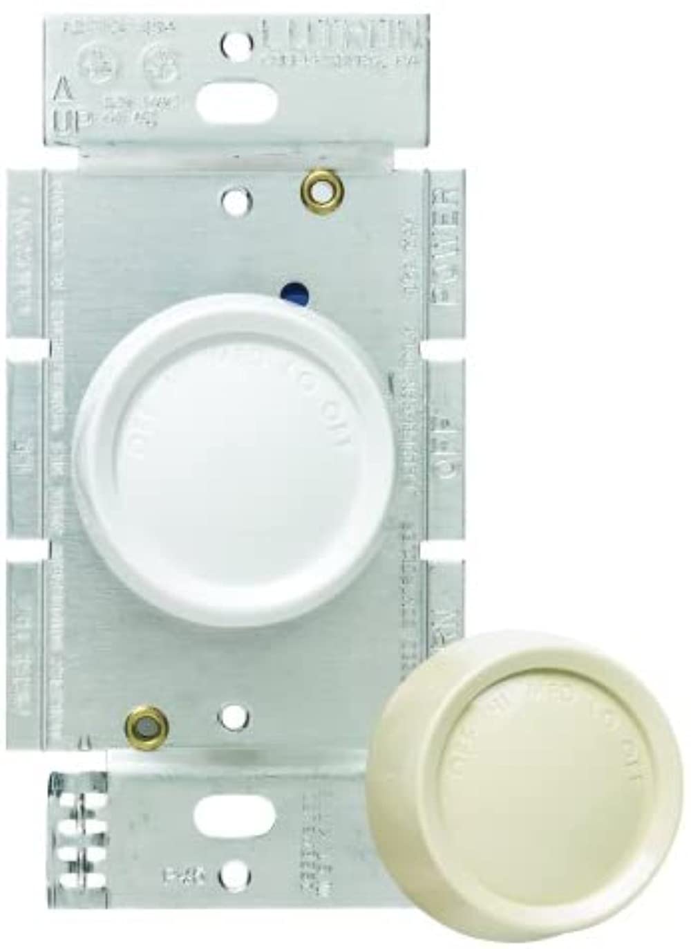 Lutron FSQ-2FH-DK wallplate 3-gang screwless for a clean look.