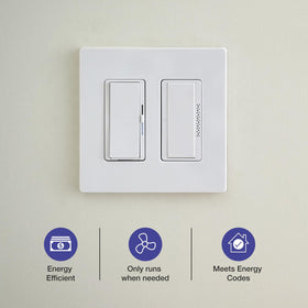 Lutron MS-HS3G-WH bathroom scene illustrates reduced dampness and improved air feel.