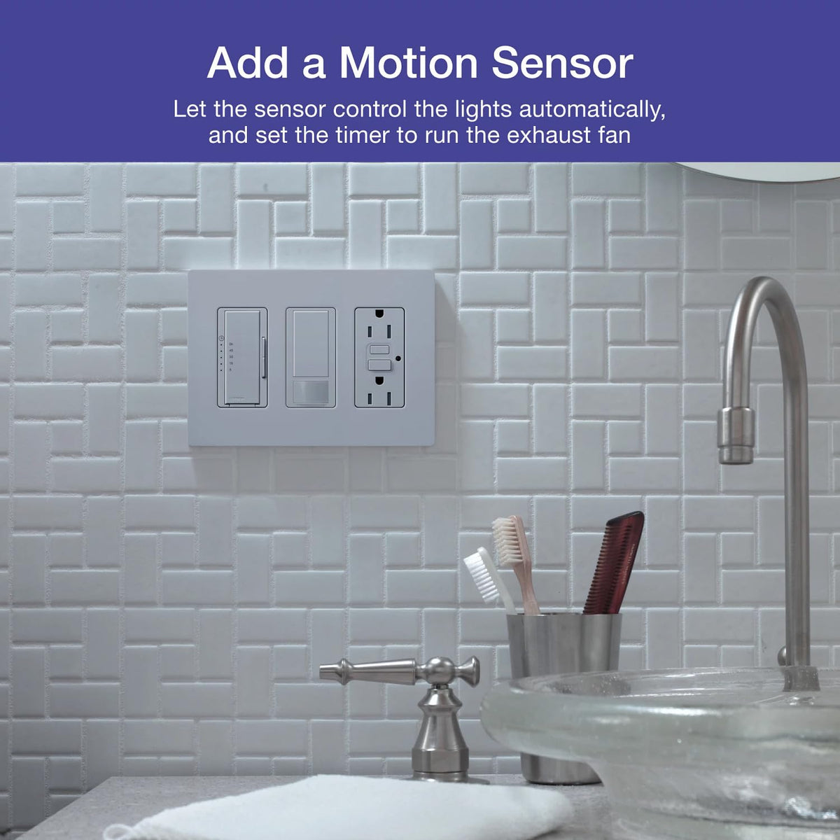 Lutron Maestro Countdown Timer Switch controls a high-efficiency exhaust fan.