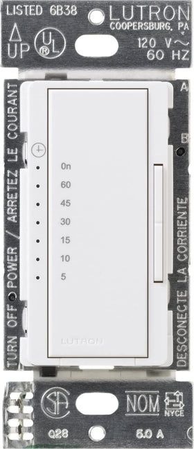 Lutron Maestro countdown timer switch front view white, great for energy-saving lighting control