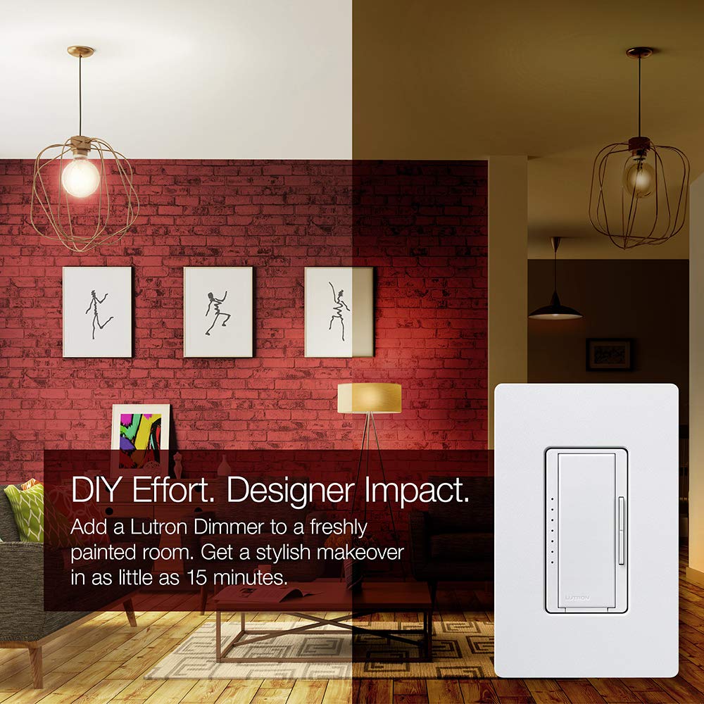 Lutron Maestro LED+ dimmer highlights compatibility with LED, incandescent, and halogen bulbs