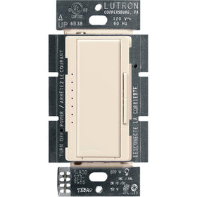 Lutron Maestro LED+ dimmer with rocker control for precise lighting levels.