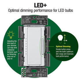 Lutron Maestro LED+ dimmer switch rocker control enabling precise light levels