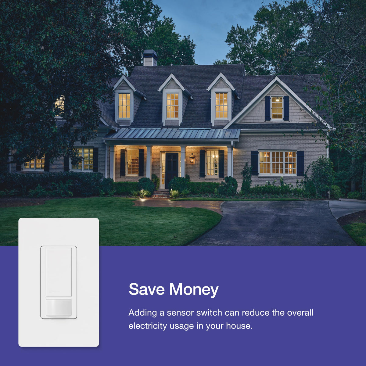 Fast installation in minutes, supports up to 150W CFL/LED.