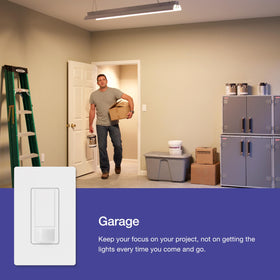 Lutron Maestro vacancy mode provides manual on, automatic off for bedrooms.
