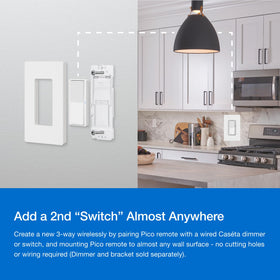 Pico remote paired with multiple Caséta devices enables full room control.