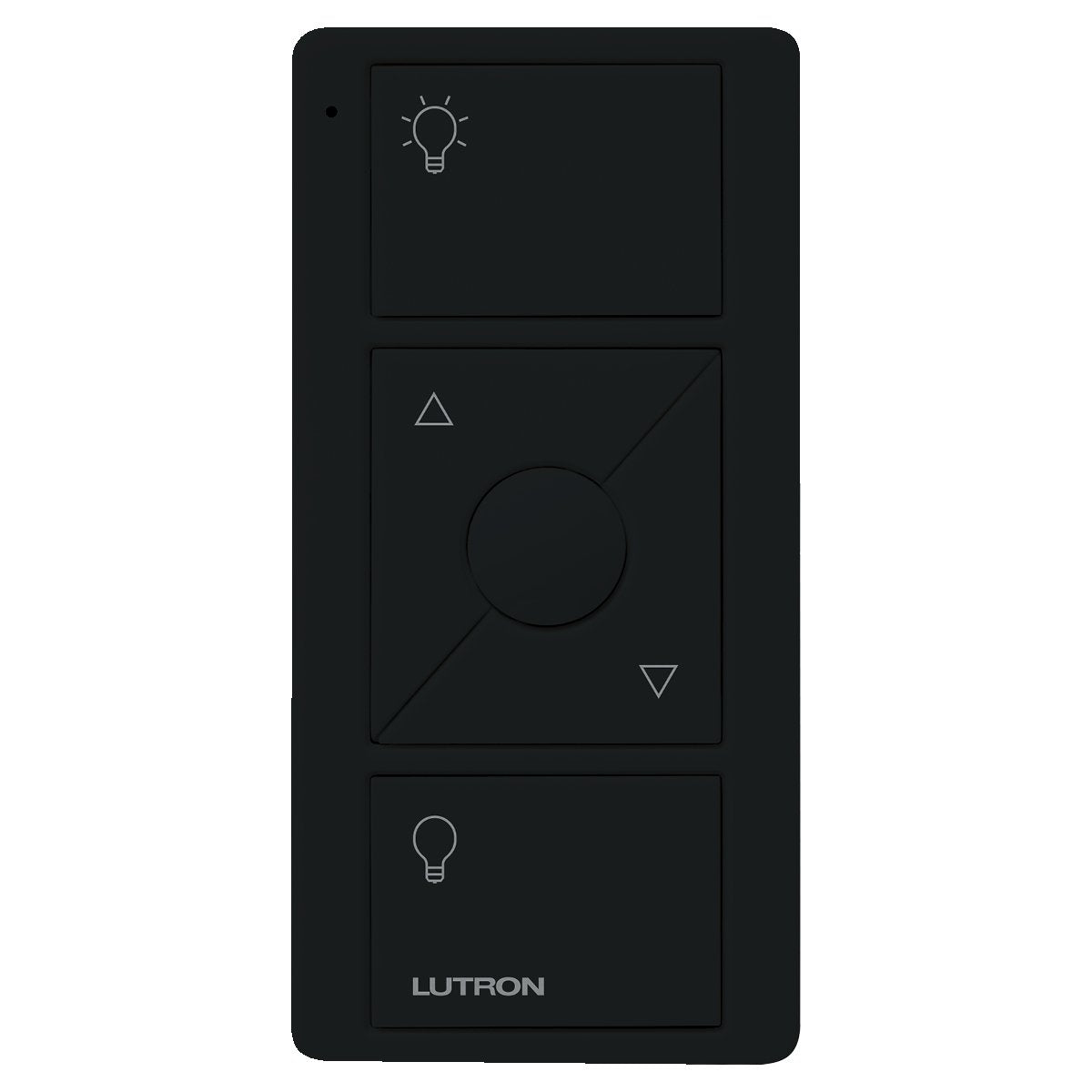 Lutron Pico remote mounted on wall plate for convenient Caseta dimmer control