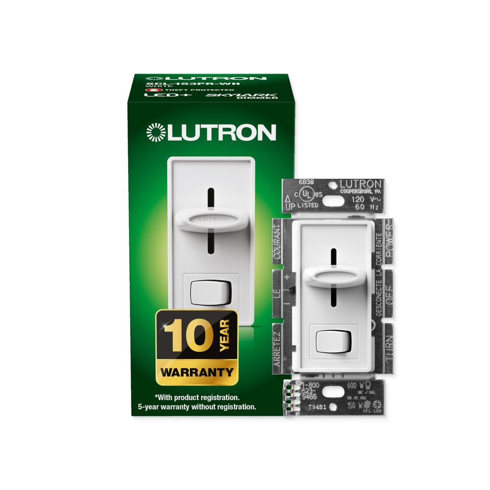Lutron Skylark LED+ dimmer front view with smooth slide for precise brightness