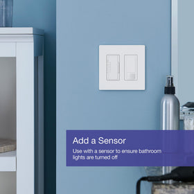 Lutron timer wallplate-ready white showcasing modern screwless aesthetic