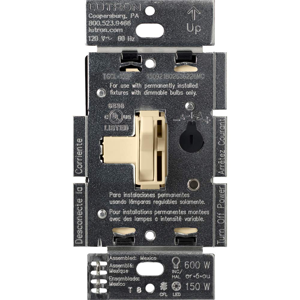 Lutron Toggler LED+ Dimmer switch in ivory face with precise brightness control