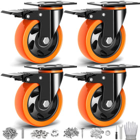 Lutumei 4in caster closeup wheel showing smooth rolling and high load support