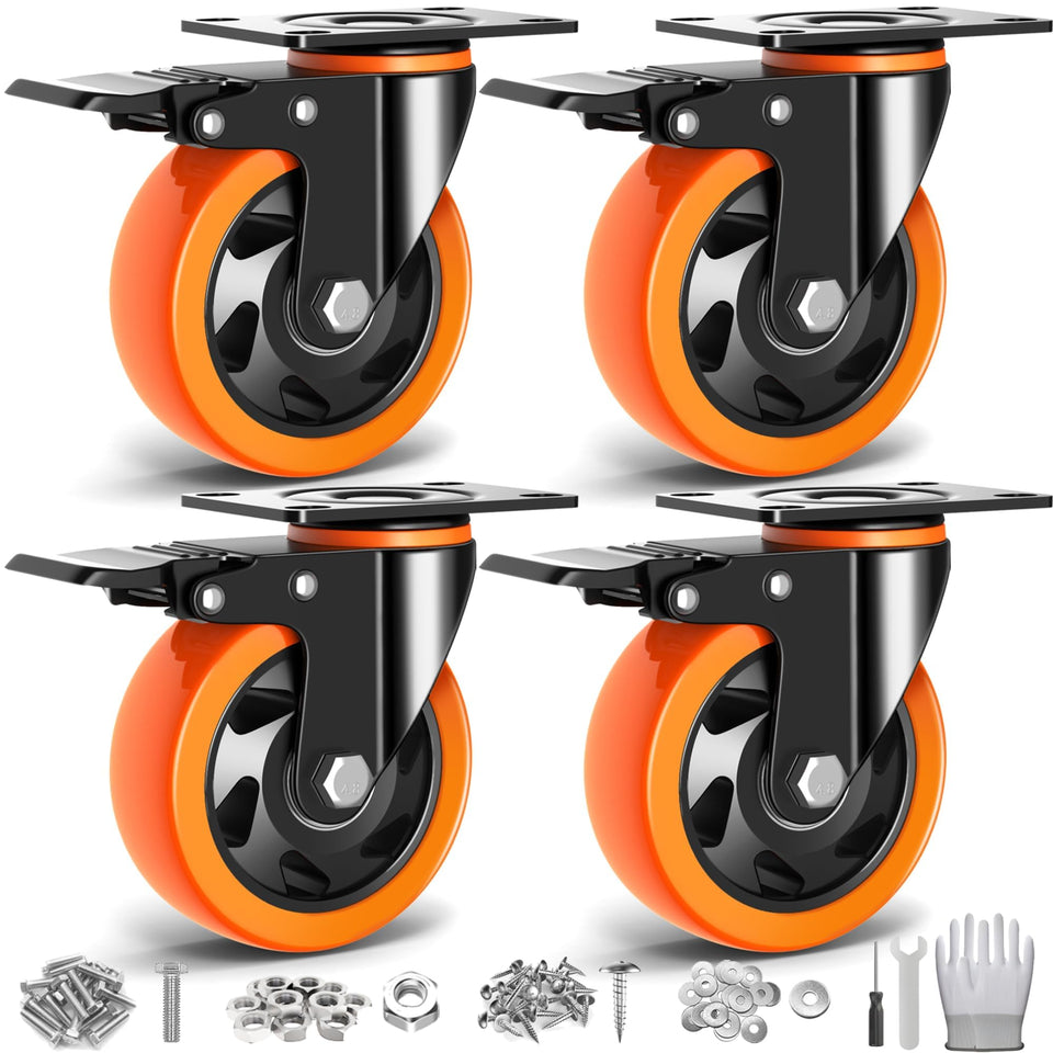 Lutumei 4in caster closeup wheel showing smooth rolling and high load support