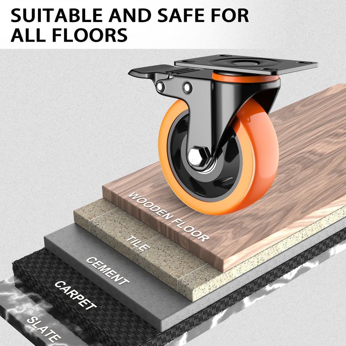 Lutumei 4in caster installation kit illustrates quick mounting with included hardware