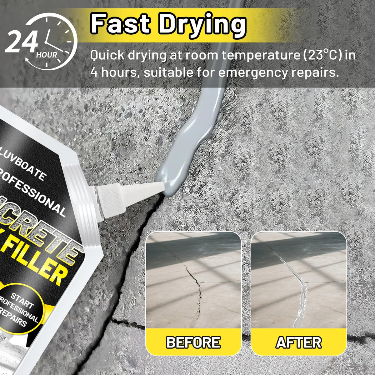 LUVBOATE self-leveling sealant application tool smoothing the crack.