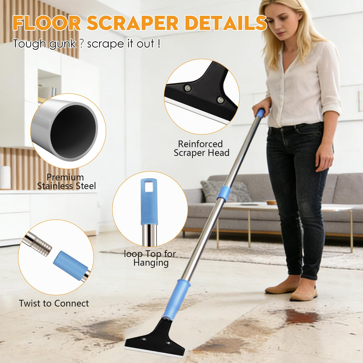 Luvenia scraper for walls and ceilings handles tough grime.