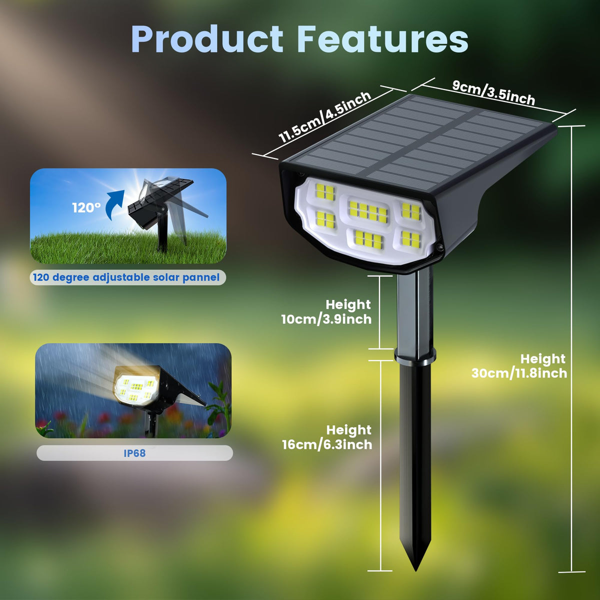 LuViva solar spot light auto on/off for maintenance-free dusk-to-dawn lighting