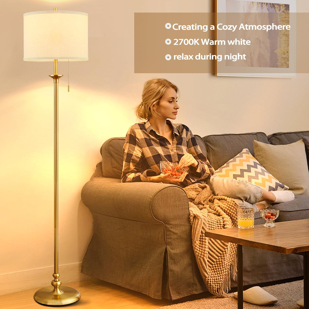 Luvkczc 60in gold floor lamp pole with clean lines for modern interiors.