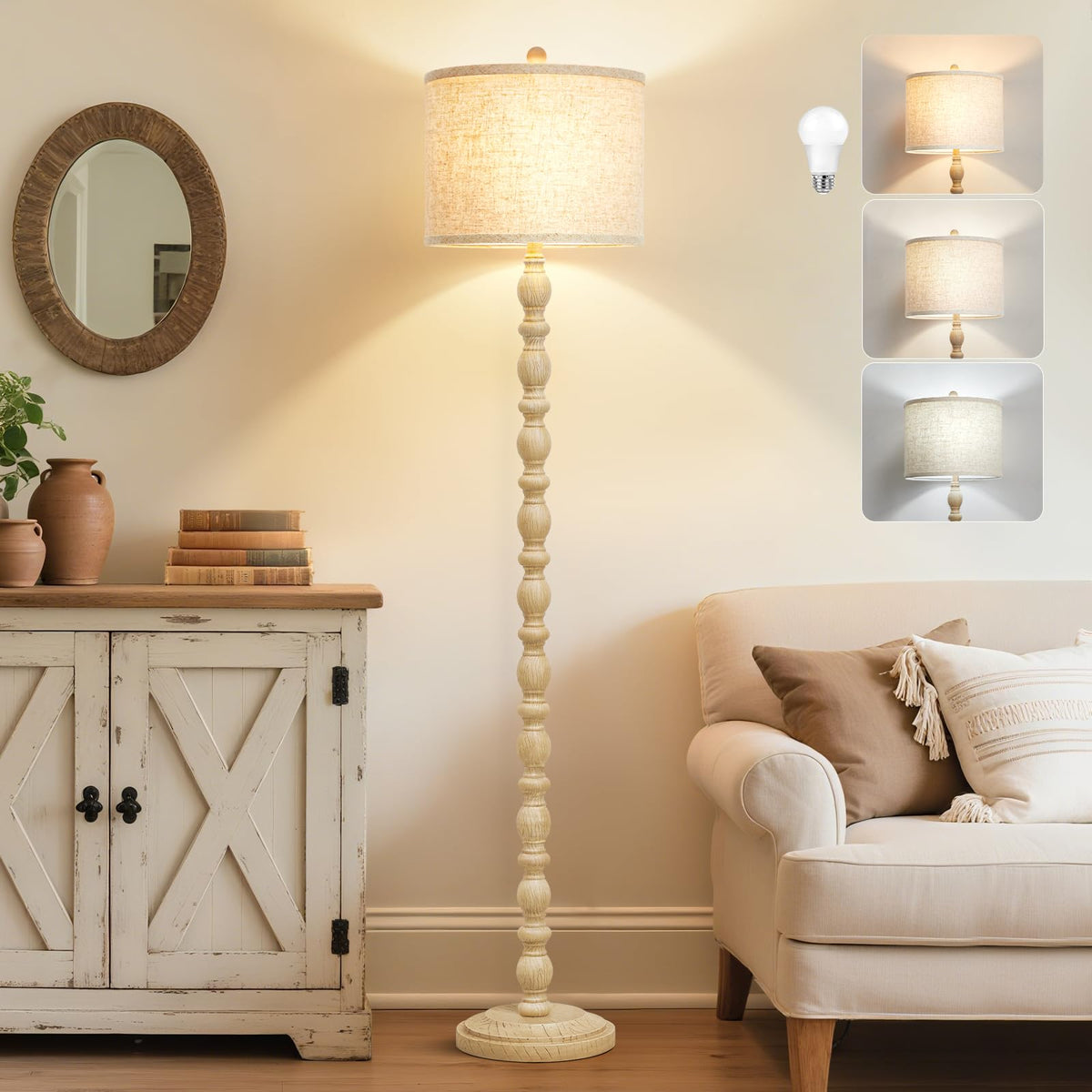 Luvkczc 62-inch floor lamp base features weighted, tip-resistant design for living rooms.
