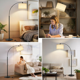 Luvkczc arc floor lamp includes a 9W bulb for quick setup.
