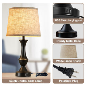 Luvkczc bedside lamp with USB-A port for extra devices.