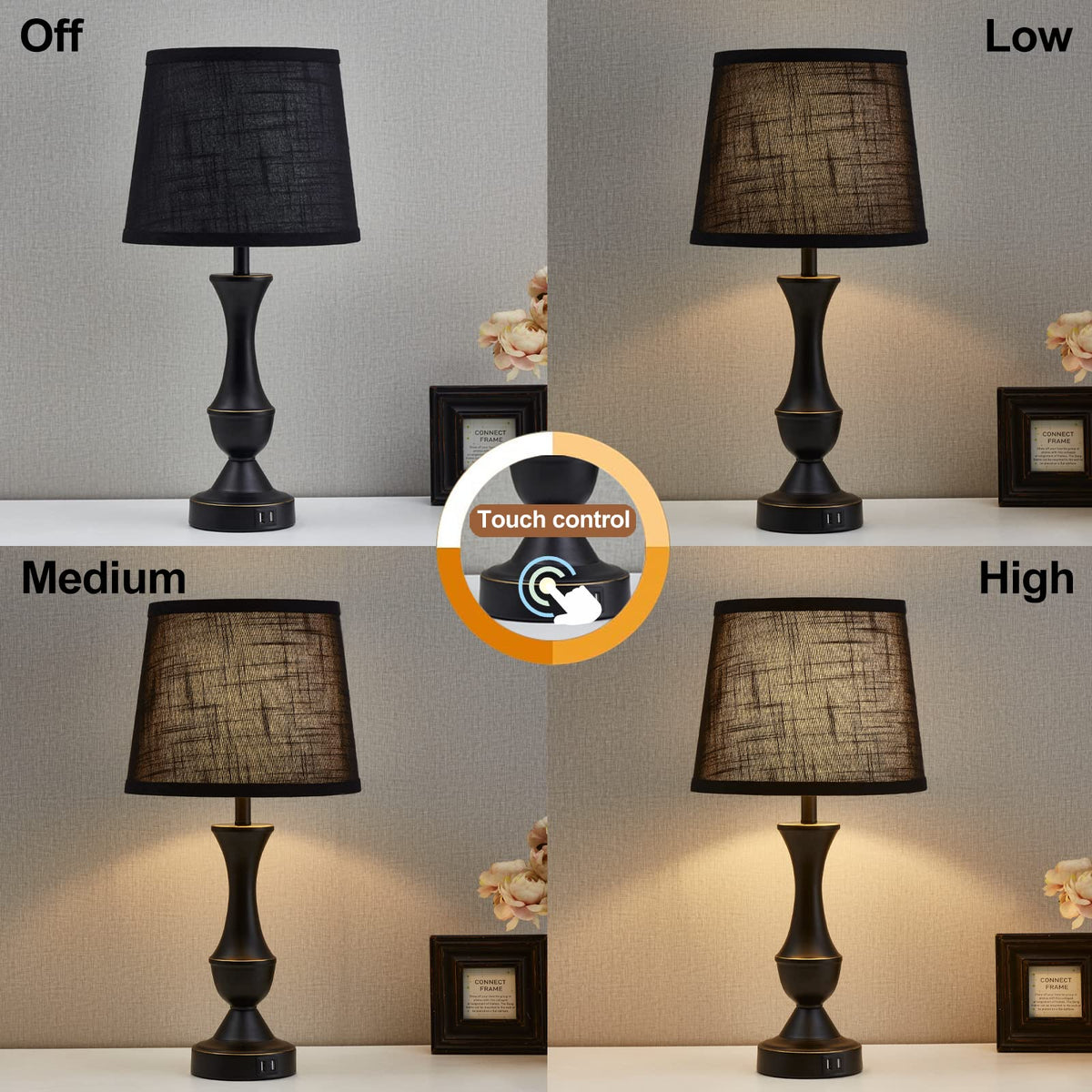 Luvkczc bedside lamp with USB-C and USB-A ports for convenient charging.