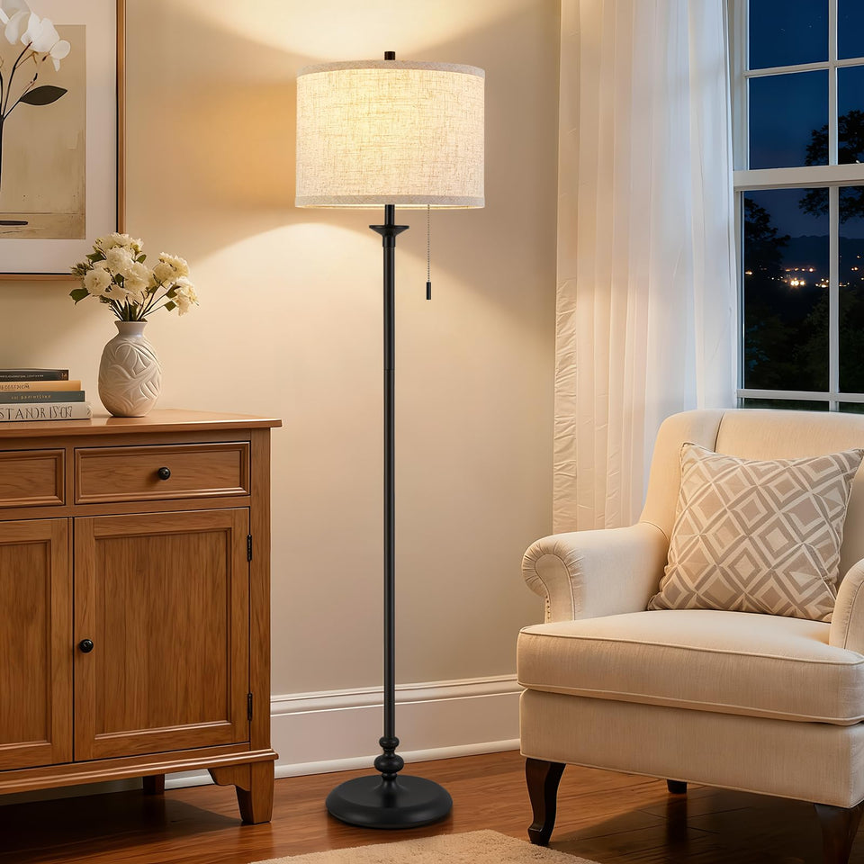 Luvkczc black floor lamp 60-inch height with sturdy base for living spaces.