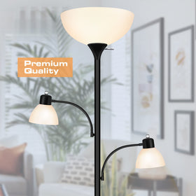 Luvkczc floor lamp includes three LED bulbs for quick setup.