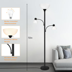 Luvkczc floor lamp with adjustable reading heads for versatile task lighting.