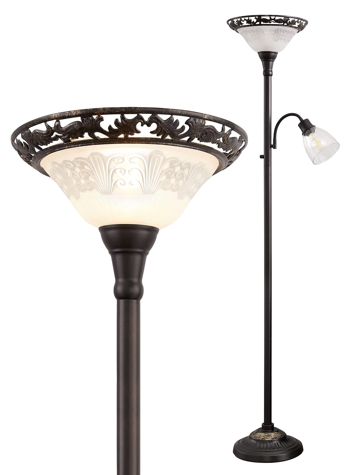 Luvkczc floor lamp with etched glass shade enhances vintage living room ambiance