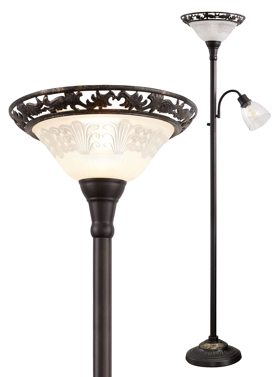 Luvkczc floor lamp with etched glass shade enhances vintage living room ambiance
