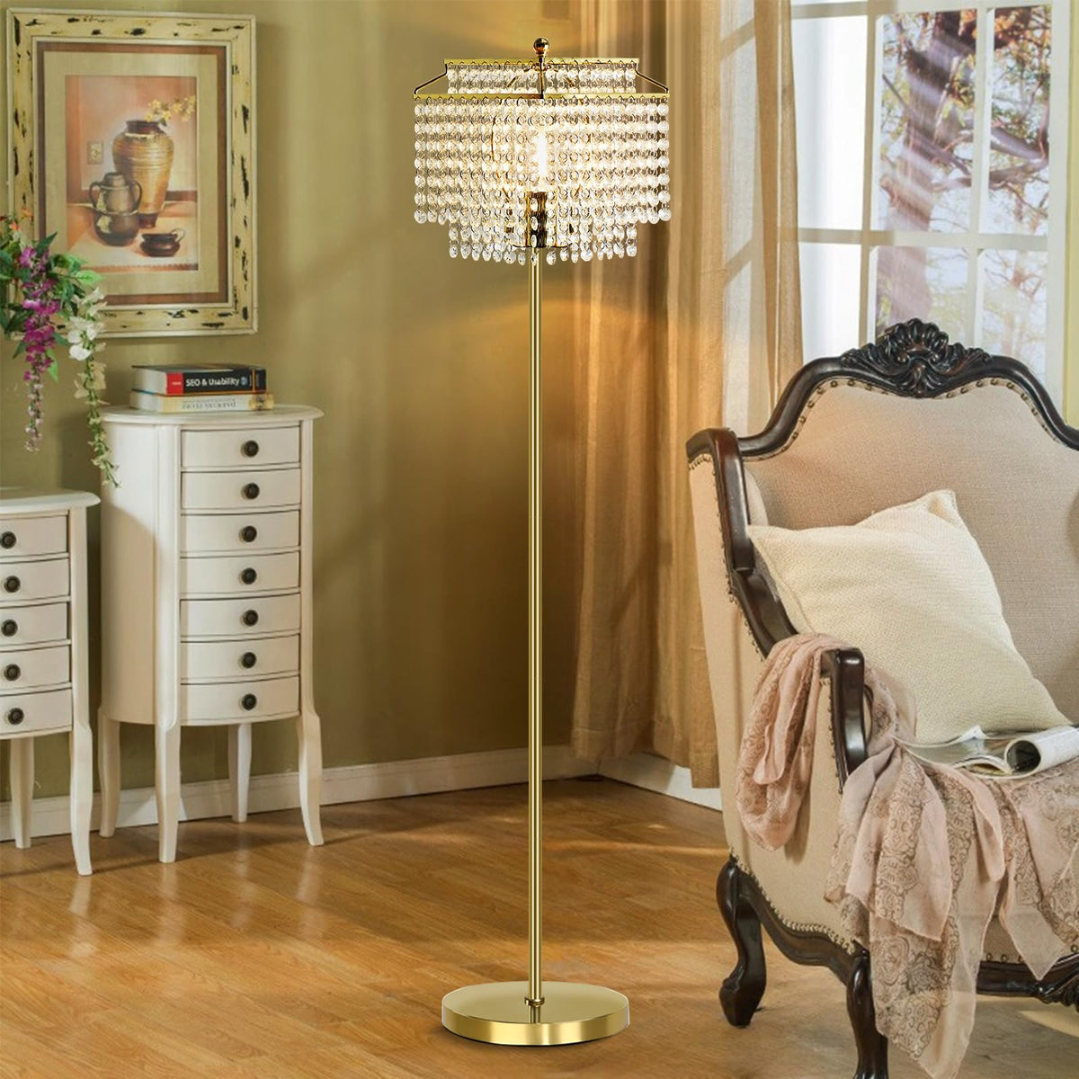 Luvkczc floor lamp foot switch makes operation hands-free.