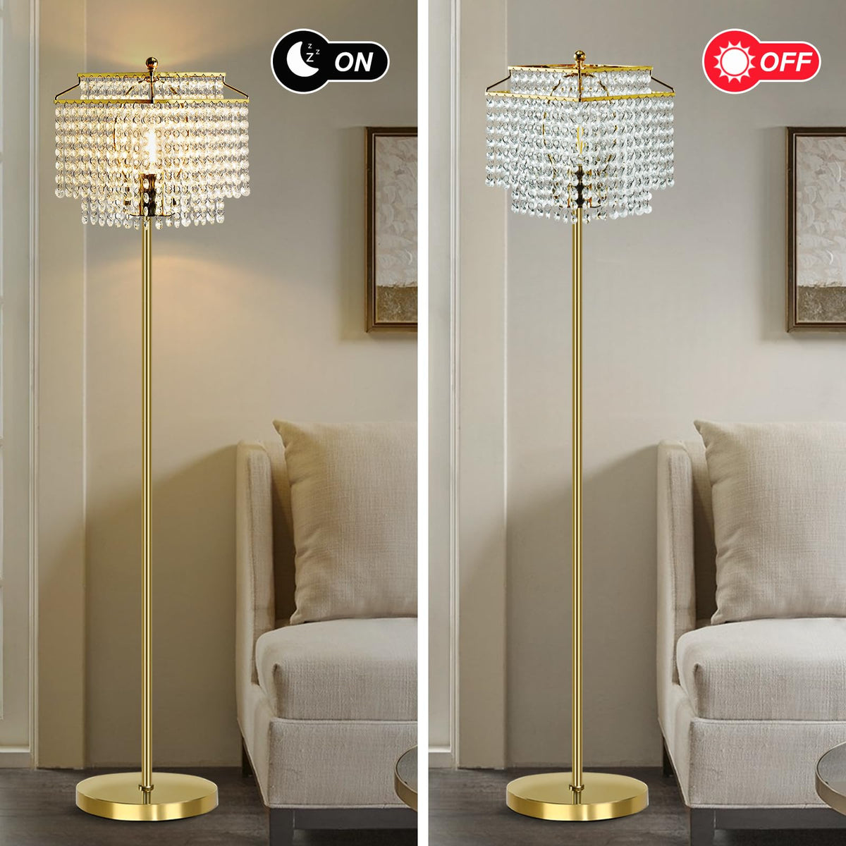 Luvkczc living room setup shows modern elegance and soft glow.