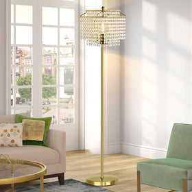 Luvkczc gold crystal floor lamp shade with 660 crystals for elegant ambient lighting.