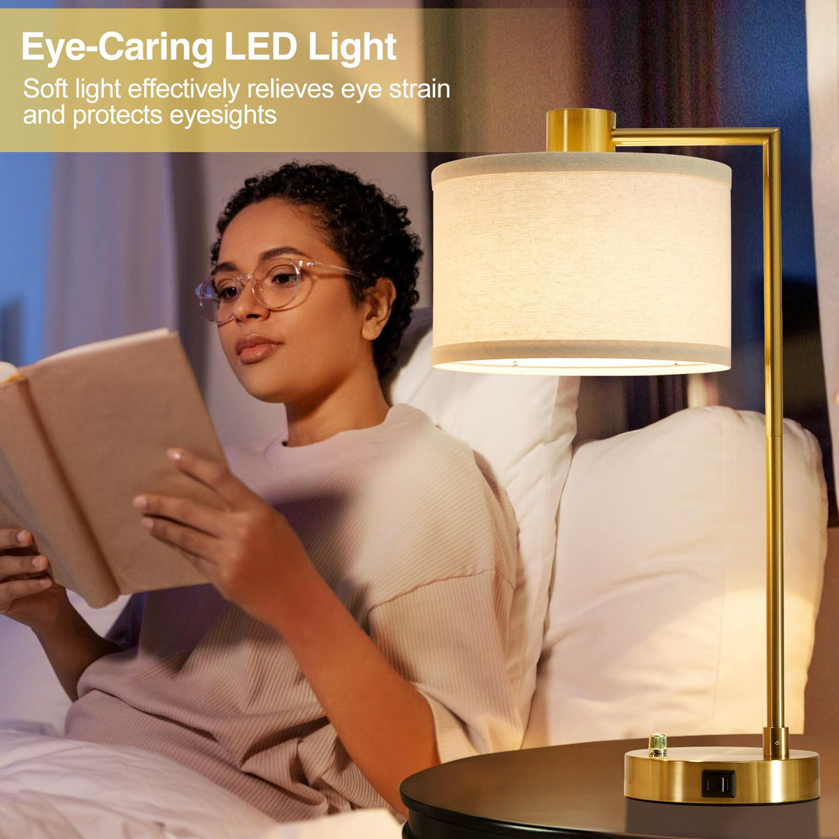 Two included LED bulbs from Luvkczc table lamp set ready for immediate use