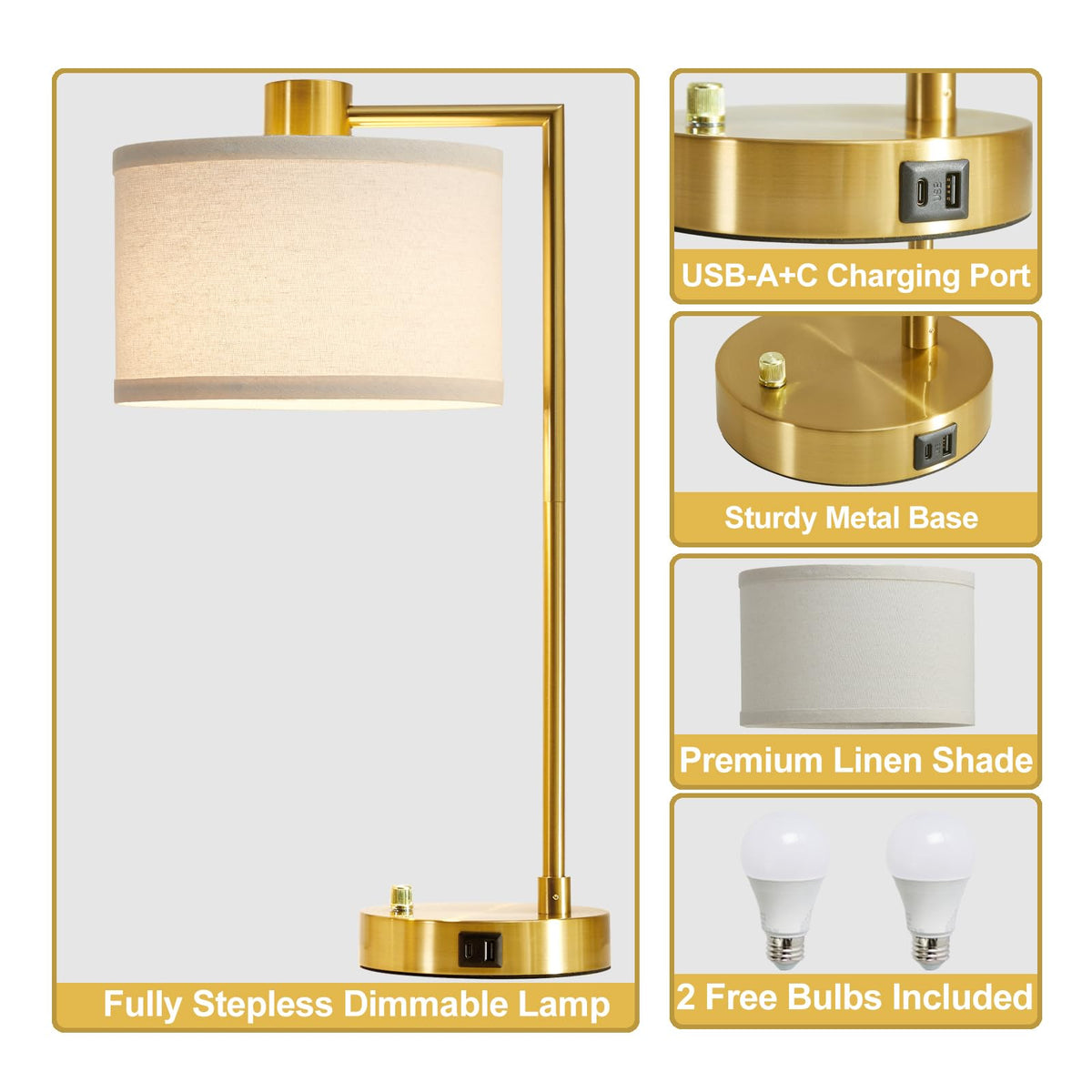 Sturdy metal base of Luvkczc table lamp ensuring stable placement