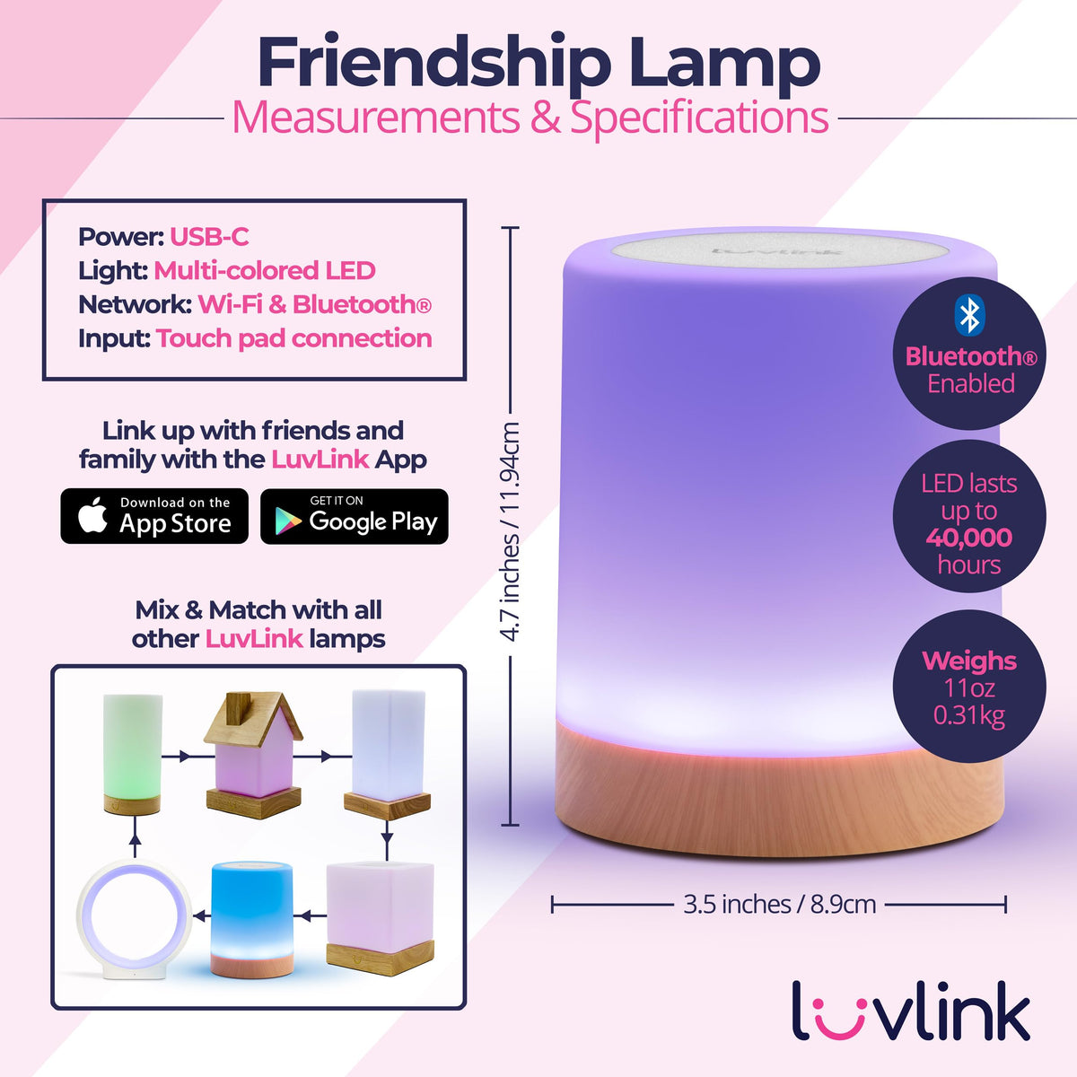 LuvLink app enables color control and custom codes for easy sharing.