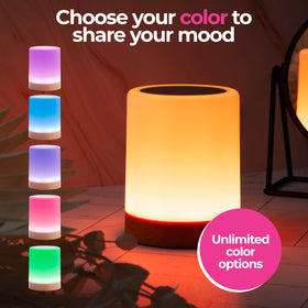 LuvLink lamp brightness and sleep timer controls create ambient lighting.