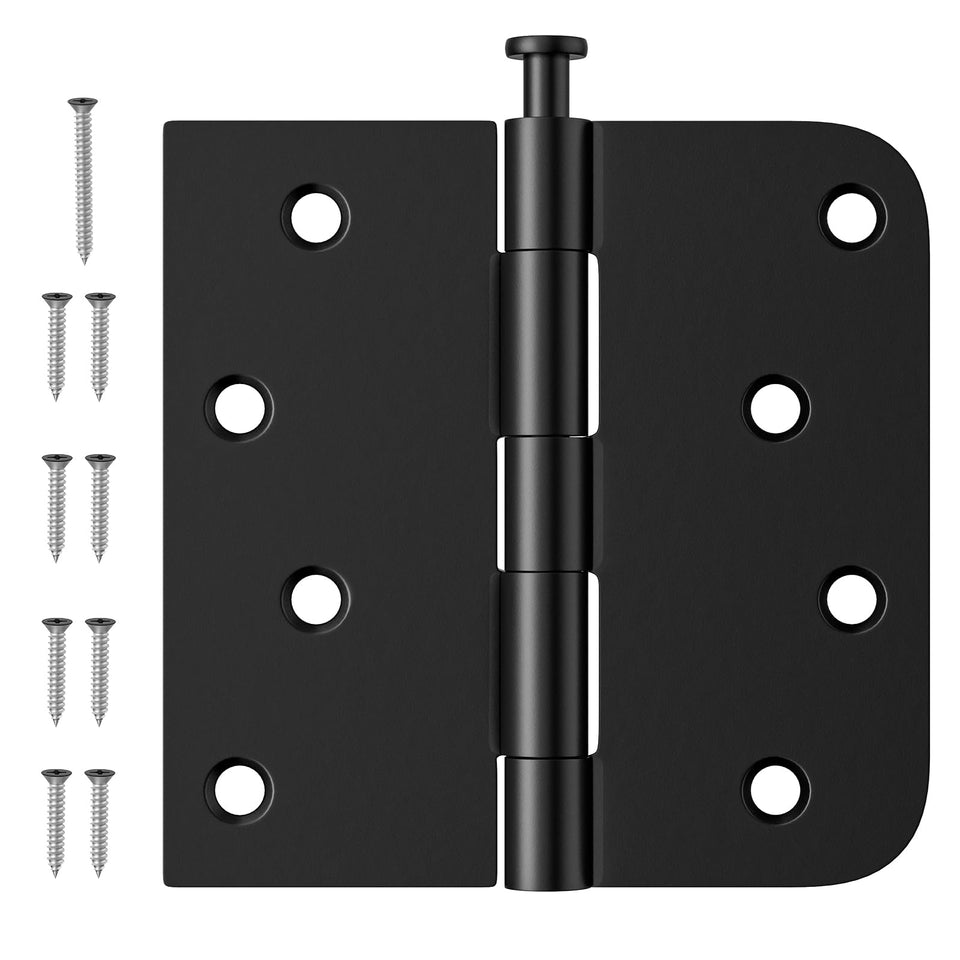 Luxbaro 12-pack 4-inch hinges in matte black for durable exterior doors.