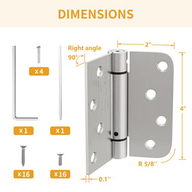 Luxbaro 4in spring-loaded hinges provide quiet automatic closure for busy doors.