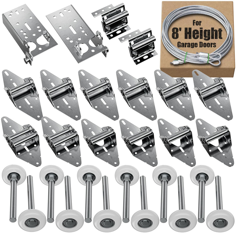 Luxbaro 8ft garage door hinges close-up showing precise fit for quieter operation.