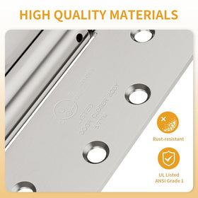 Luxbaro ANSI Grade 1 hinge closeup with rust-resistant finish.