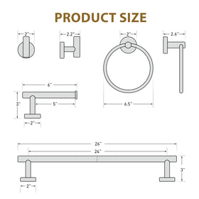 Luxbaro brushed gold towel bar with 24-inch hanging length for two towels
